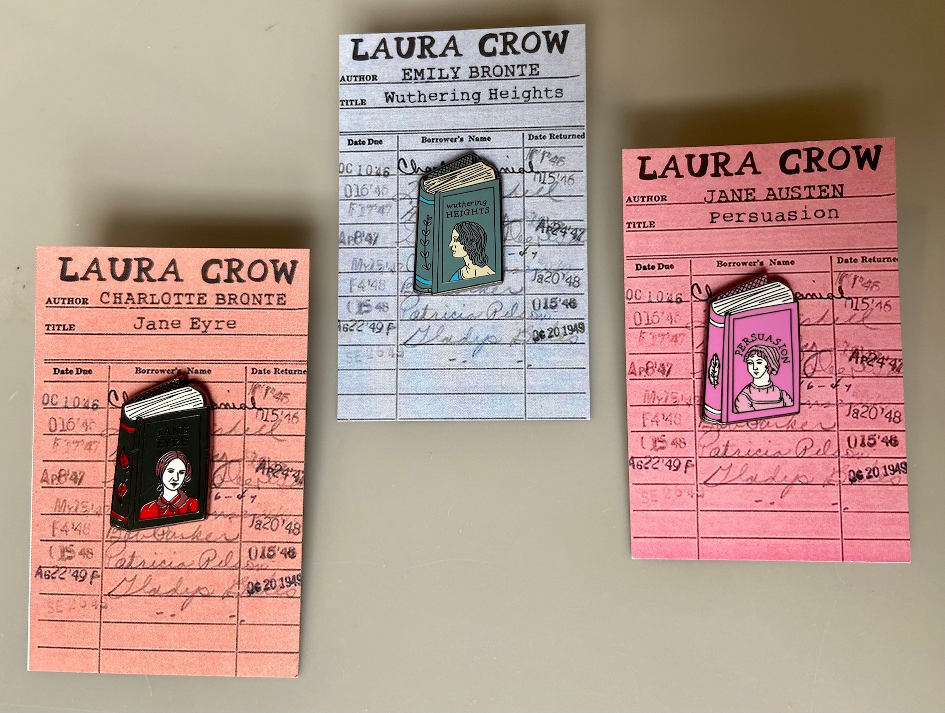 Laura Crow pin badges Suzy Furse Bath Cards Jane austen georgian gifts in bath uk